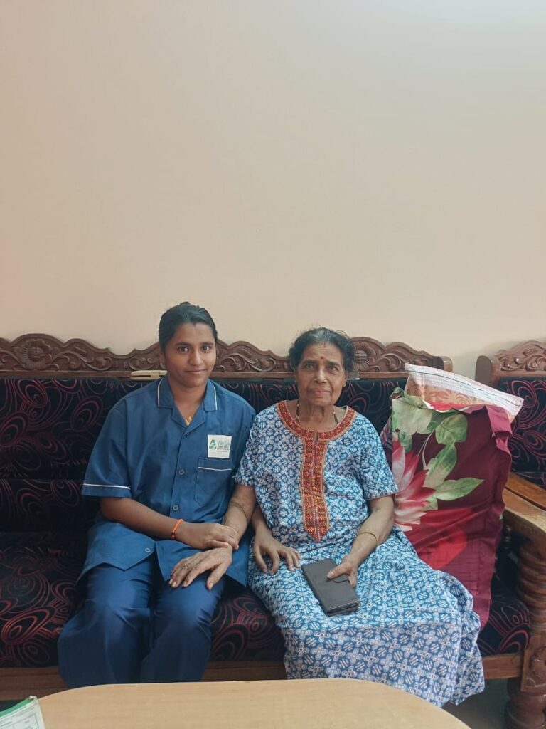 WeCare nurse dressing a post-surgery wound at a patient home in Mysuru (Nursing Gallery)