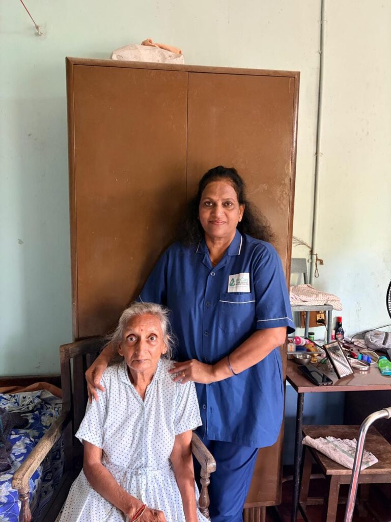 WeCare nurse dressing a post-surgery wound at a patient home in Mysuru (Nursing Gallery)