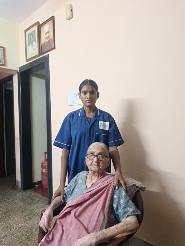 WeCare mother and baby care nurse supporting a new mother at home in Udupi (Nursing Gallery)